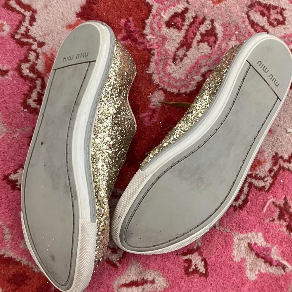 Miu Miu Gold Glitter Sneakers - Picture 4 of 4